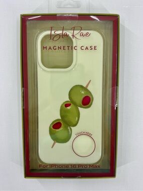 Isla Rae NWT Magnetic iPhone 16 Pro Max Case with Olive Skewer Design